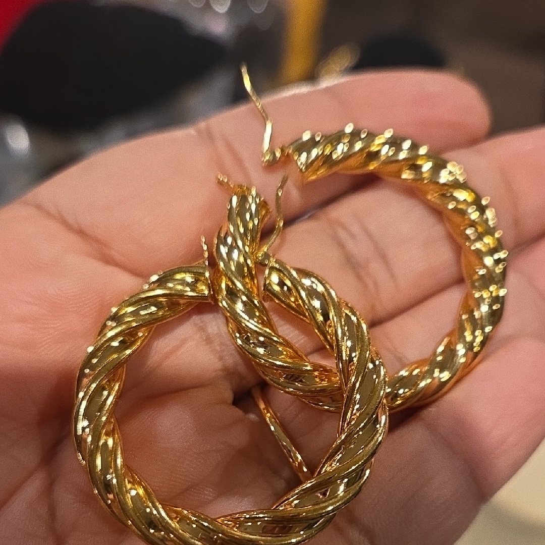 Twisted Gold Hoop Earrings